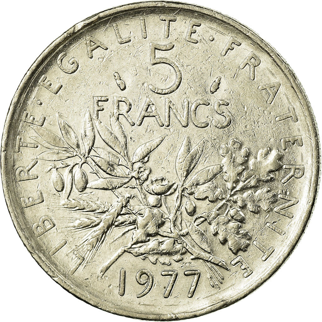 Coin, France, Semeuse, 5 Francs, 1977, Paris, AU(55-58), Nickel Clad