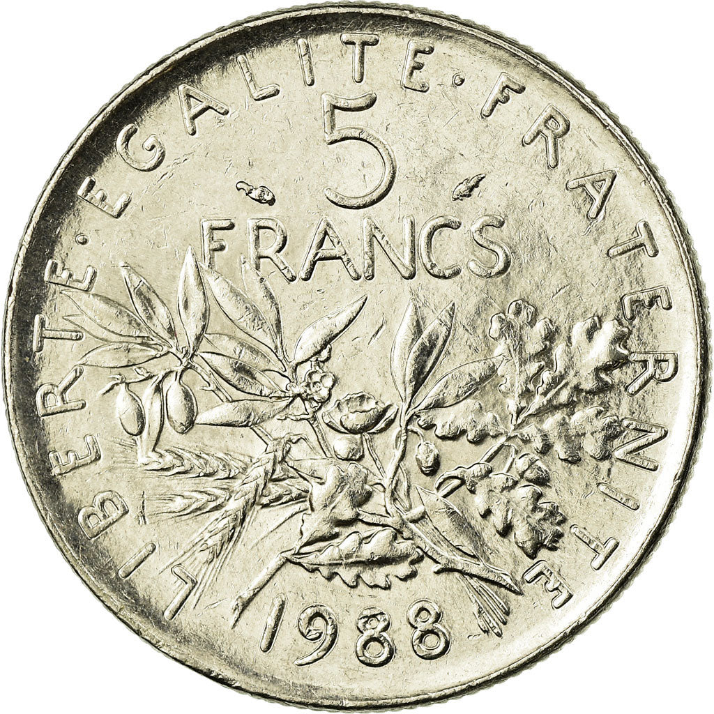 Coin, France, Semeuse, 5 Francs, 1988, Paris, AU(55-58), Nickel Clad