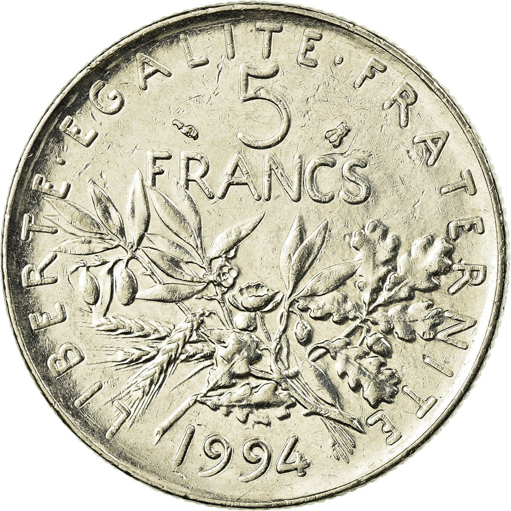 Moneta, Francia, Semeuse, 5 Francs, 1994, Paris, SPL-, Nichel placcato