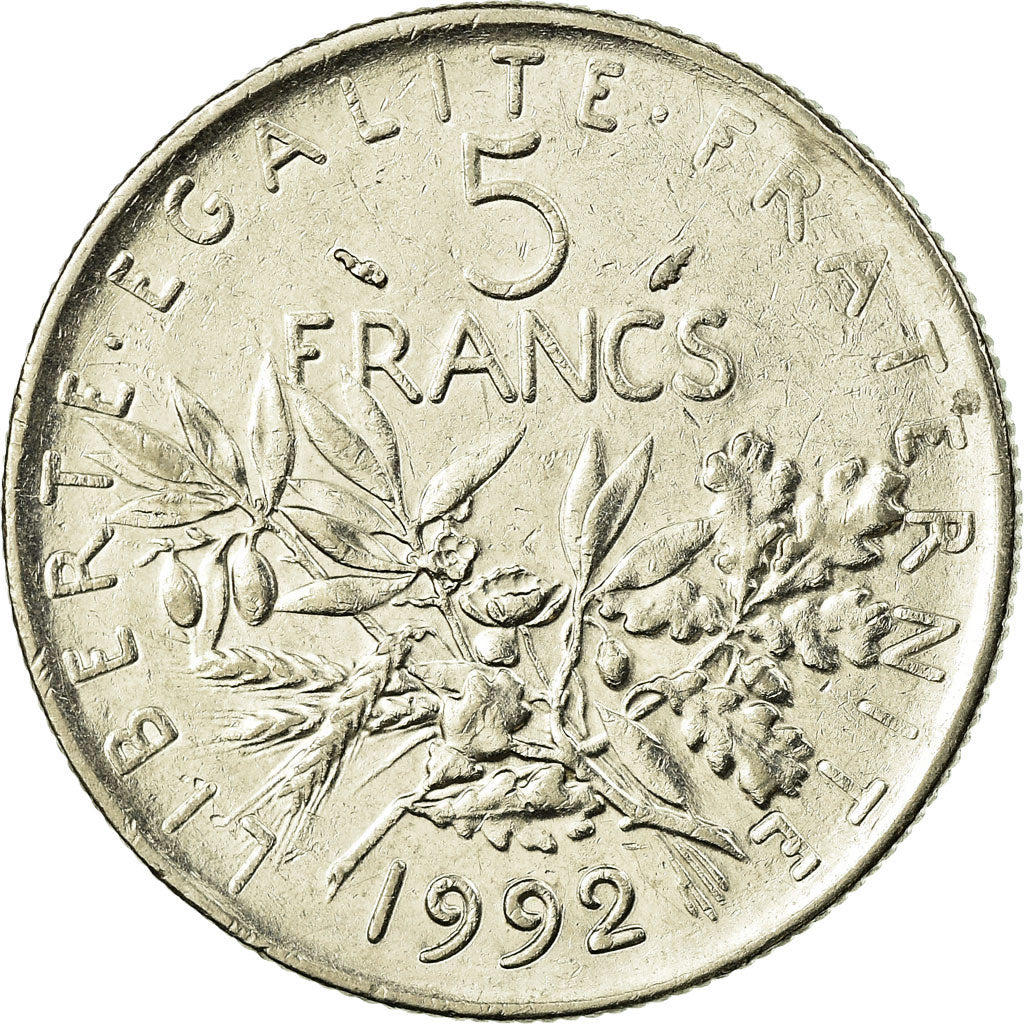 Moneda, Francia, Semeuse, 5 Francs, 1992, Paris, EBC, Níquel recubierto de