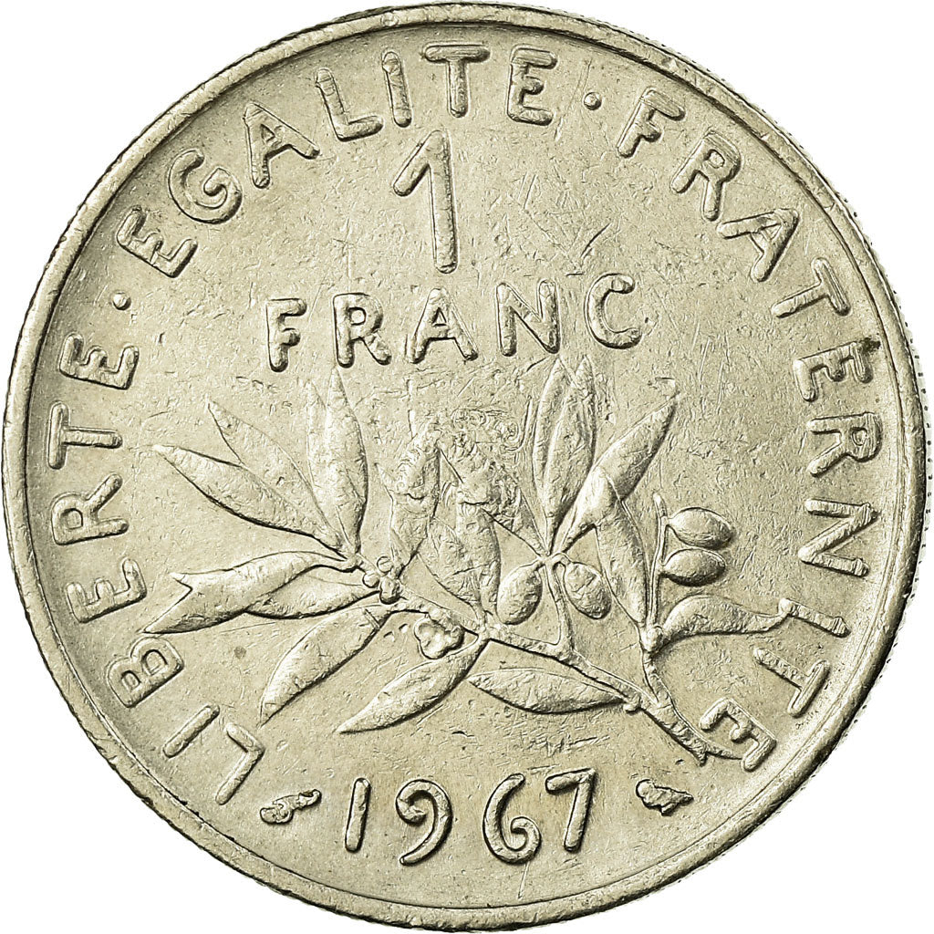 Coin, France, Semeuse, Franc, 1967, Paris, AU(55-58), Nickel, KM:925.1