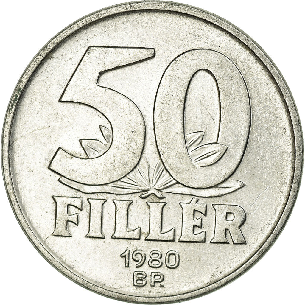 Moeda, Hungria, 50 Fillér, 1980, Budapest, AU(55-58), Alumínio, KM:574