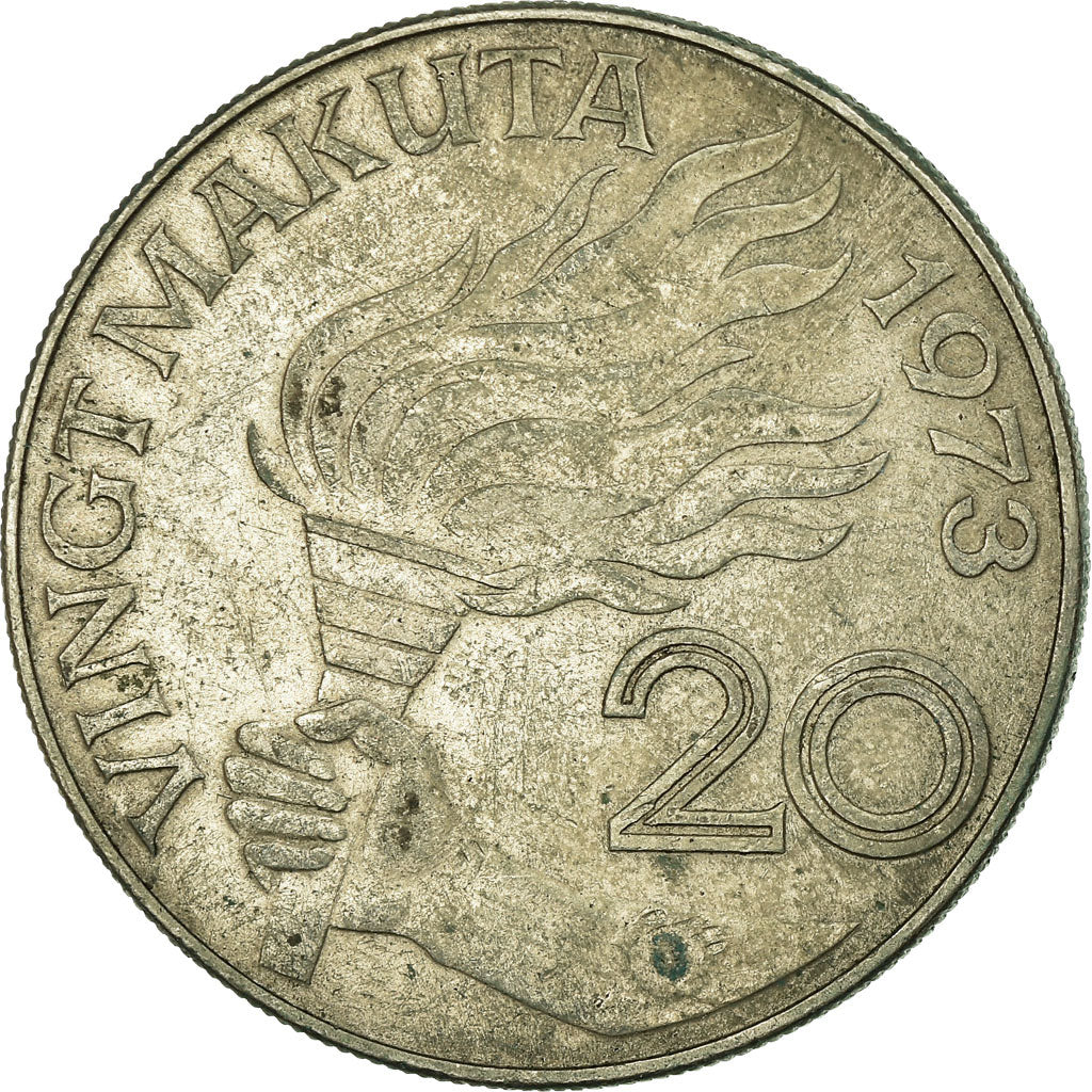 Coin, Zaire, 20 Makuta, 1973, EF(40-45), Copper-nickel, KM:8