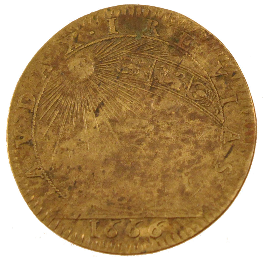 France, Royal, Token, 1666, VF(30-35), Copper, Feuardent #13060, 3.78