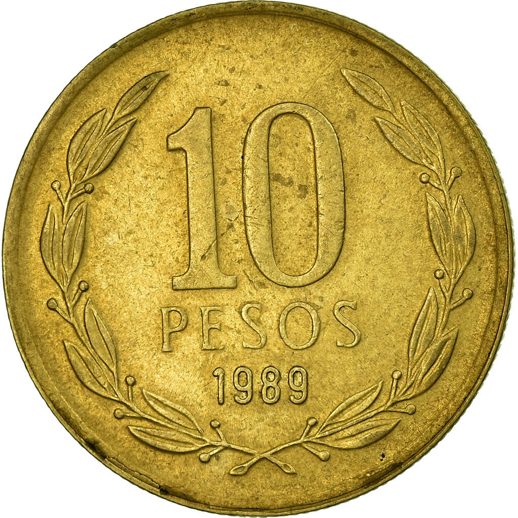 Münze, Chile, 10 Pesos, 1989, Santiago, SS, Aluminum-Bronze, KM:218.2