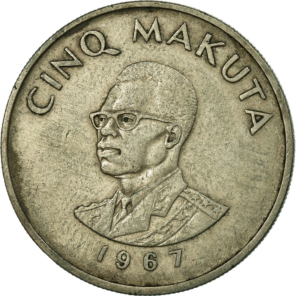 Moneta, CONGO, REPUBBLICA DEMOCRATICA DEL, 5 Makuta, 1967, BB, Rame-nichel, KM:9