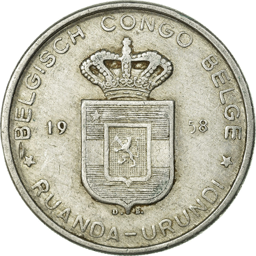 Coin, Belgian Congo, RUANDA-URUNDI, 5 Francs, 1958, VF(30-35), Aluminum, KM:3