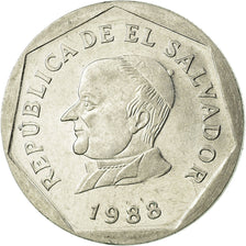 Moneta, El Salvador, 25 Centavos, 1988, BB, Acciaio inossidabile, KM:157