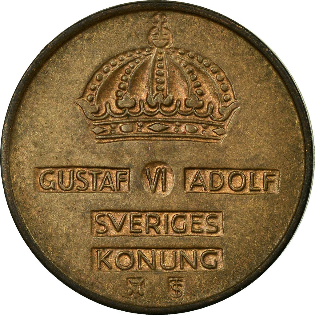 Moneta, Svezia, Gustaf VI, 2 Öre, 1955, BB, Bronzo, KM:821
