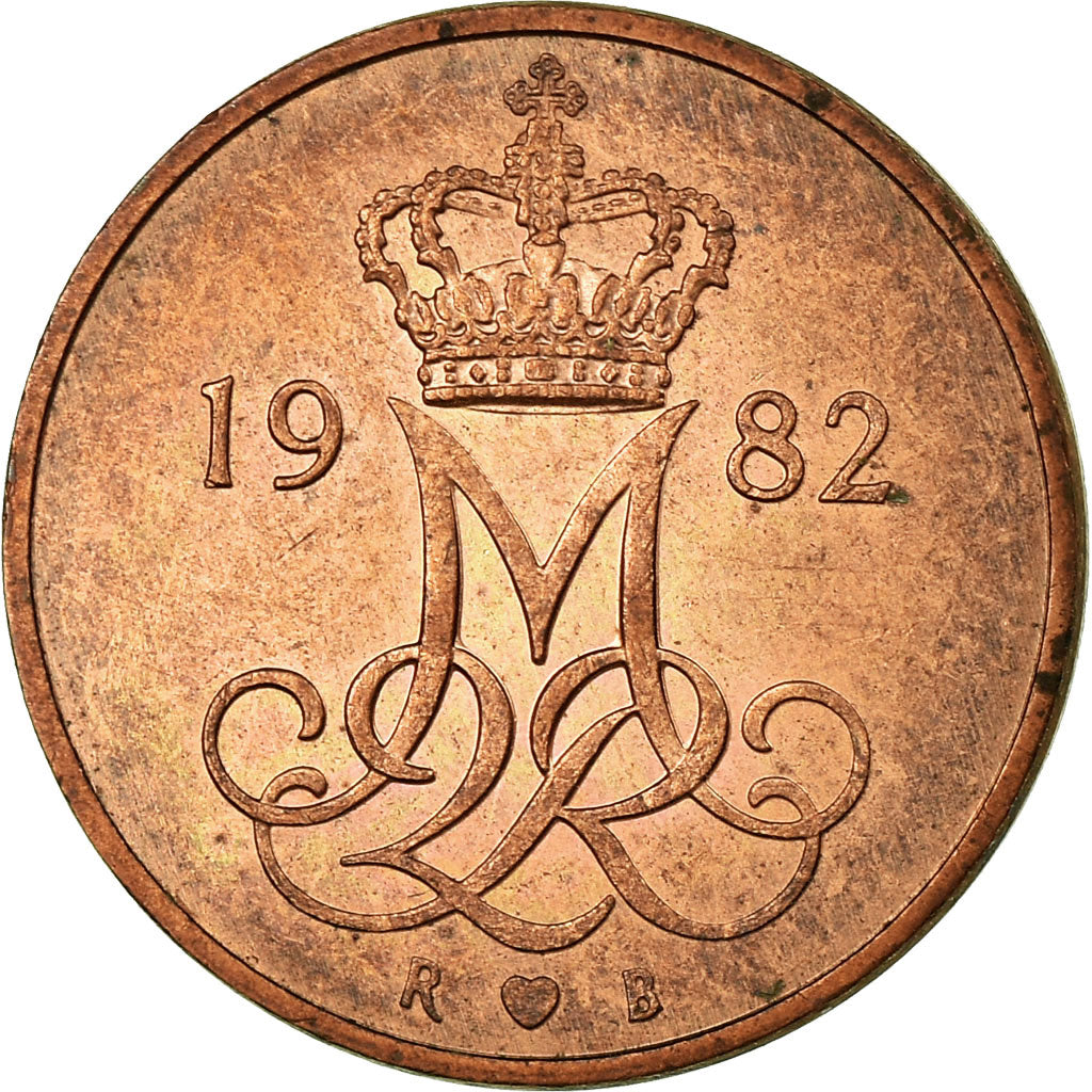 Munten, Denemarken, Margrethe II, 5 Öre, 1982, Copenhagen, ZF, Copper Clad