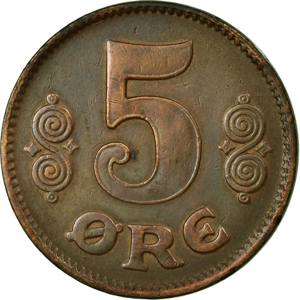 Coin, Denmark, Christian X, 5 Öre, 1921, Copenhagen, EF(40-45), Bronze