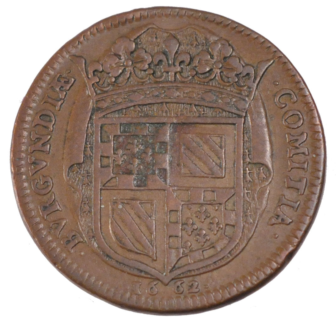 France, Royal, Token, 1662, EF(40-45), Copper, Feuardent #9800, 7.13