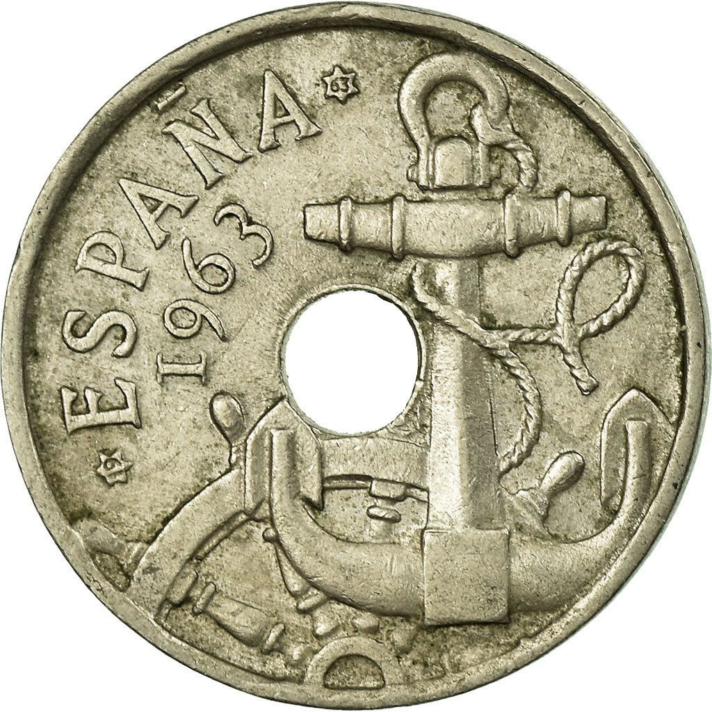 Moneda, España, Francisco Franco, caudillo, 50 Centimos, 1963, MBC, Cobre -