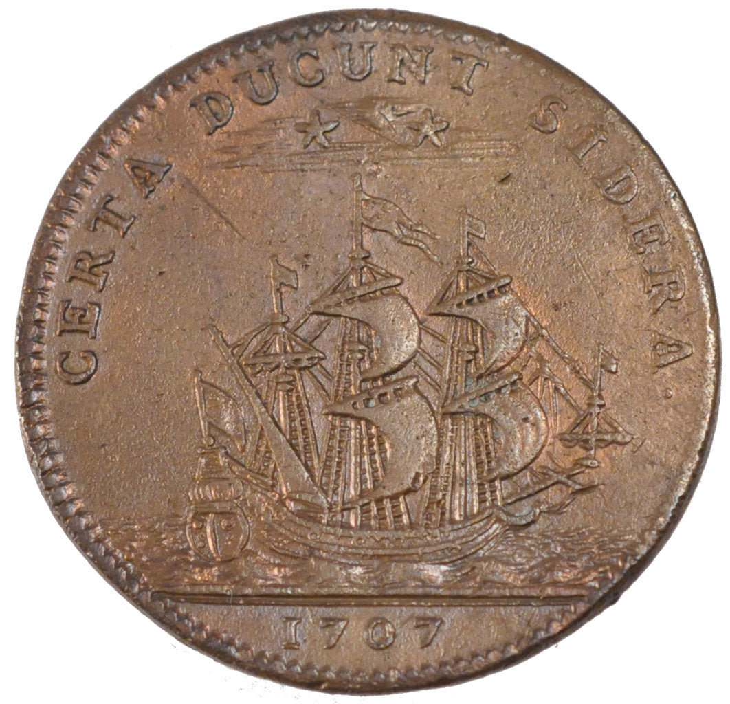 France, Royal, Token, 1707, MS(60-62), Copper, Feuardent #9890, 9.59