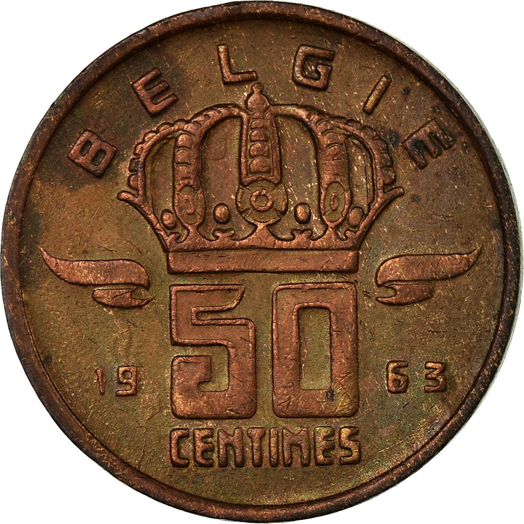 Coin, Belgium, Baudouin I, 50 Centimes, 1963, EF(40-45), Bronze, KM:149.1