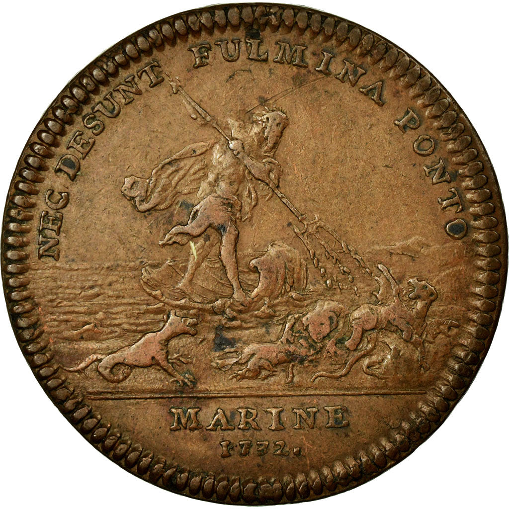 France, Token, Royal, 1732, AU(50-53), Copper, Feuardent:1349