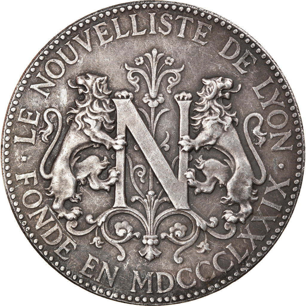 France, Medal, Presse, Le Nouvelliste de Lyon (1879), Poncet, AU(50-53), Silver