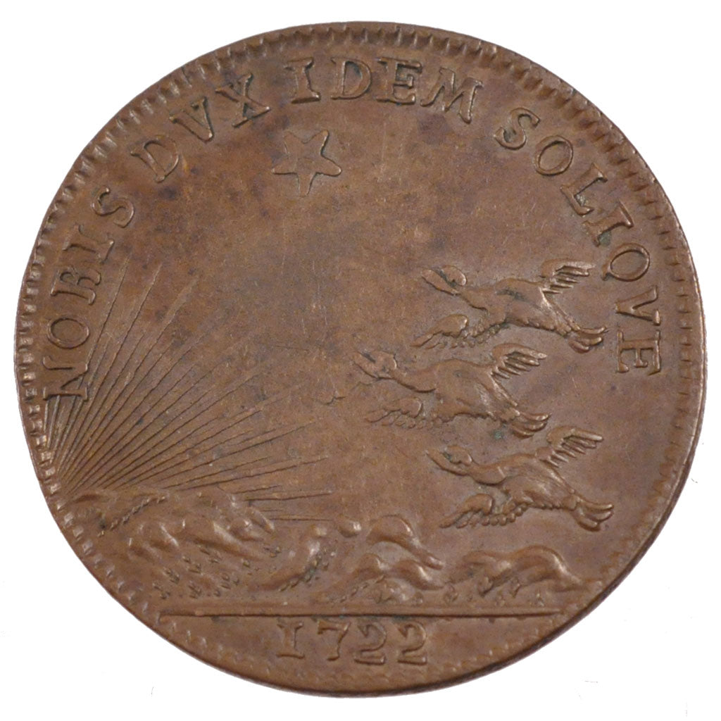 France, Royal, Token, 1722, AU(55-58), Copper, Feuardent #9905, 8.00