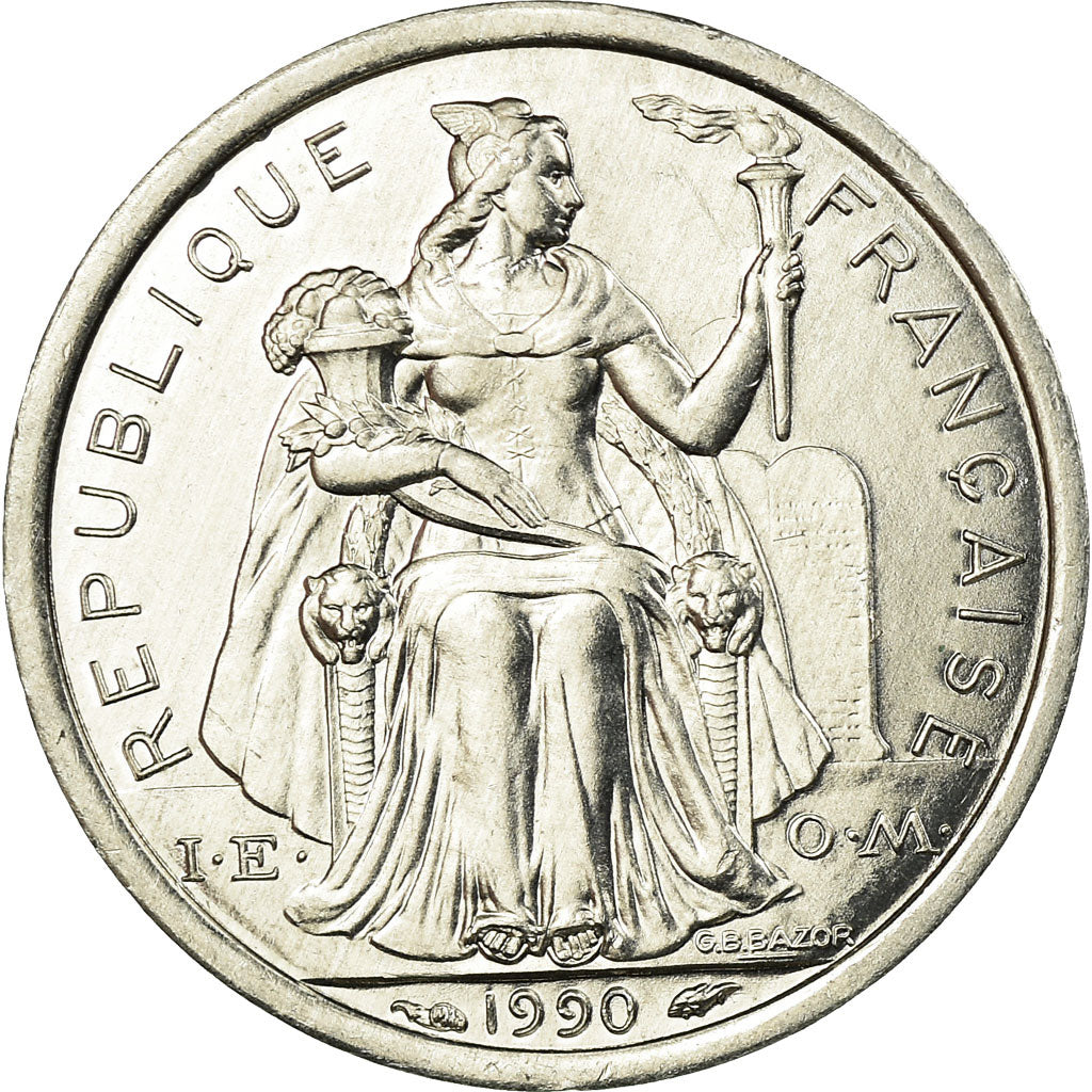 Coin, New Caledonia, Franc, 1990, Paris, AU(55-58), Aluminum, KM:10