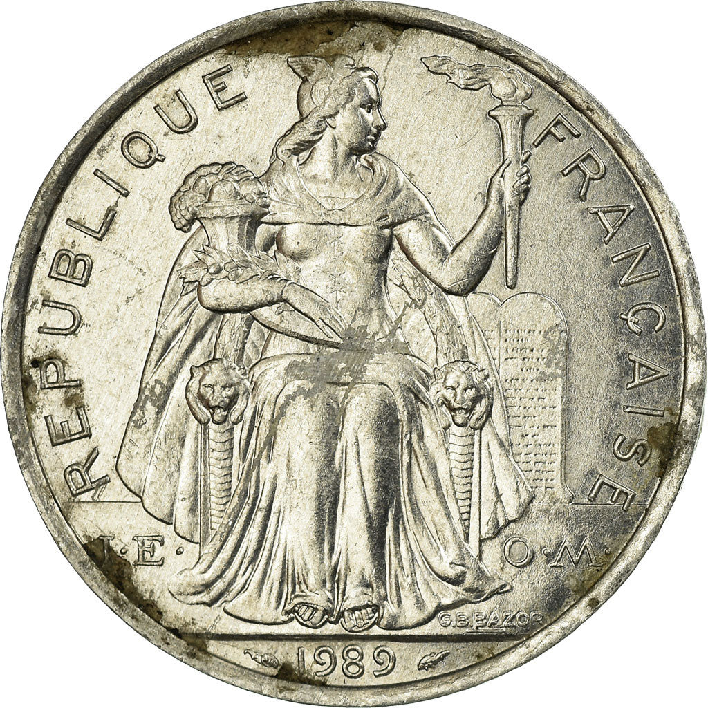 Münze, Neukaledonien, 5 Francs, 1989, Paris, SS, Aluminium, KM:16