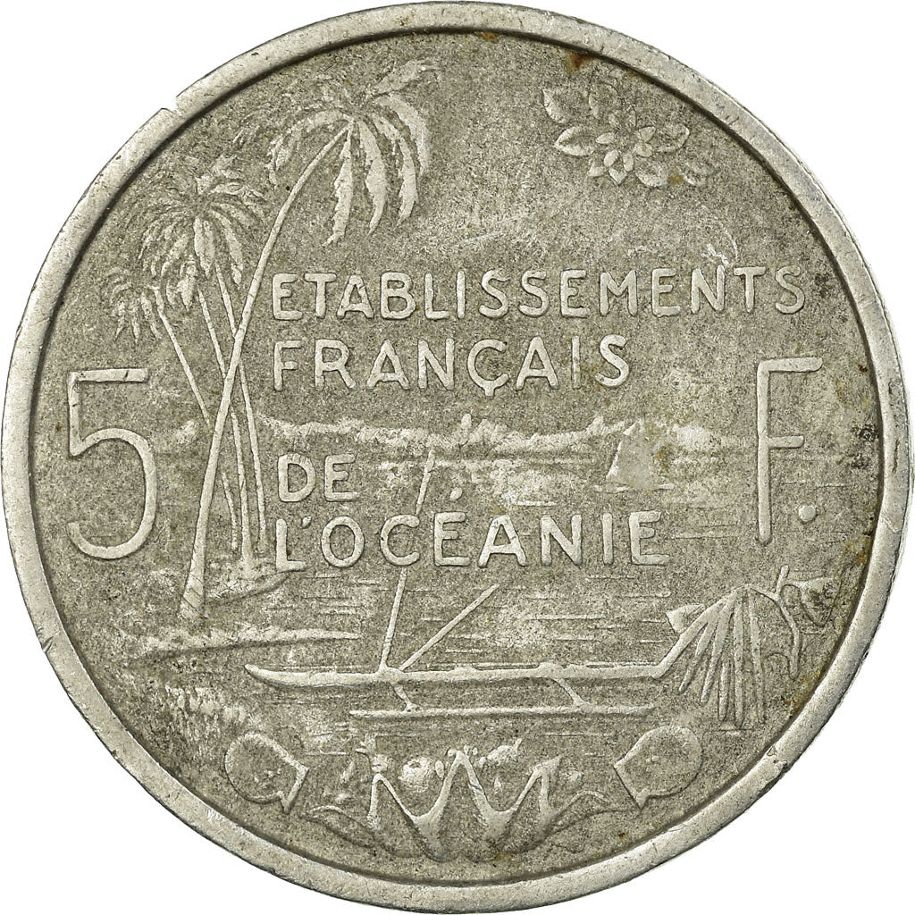 Moneda, OCEANÍA FRANCESA, 5 Francs, 1952, BC+, Aluminio, KM:4