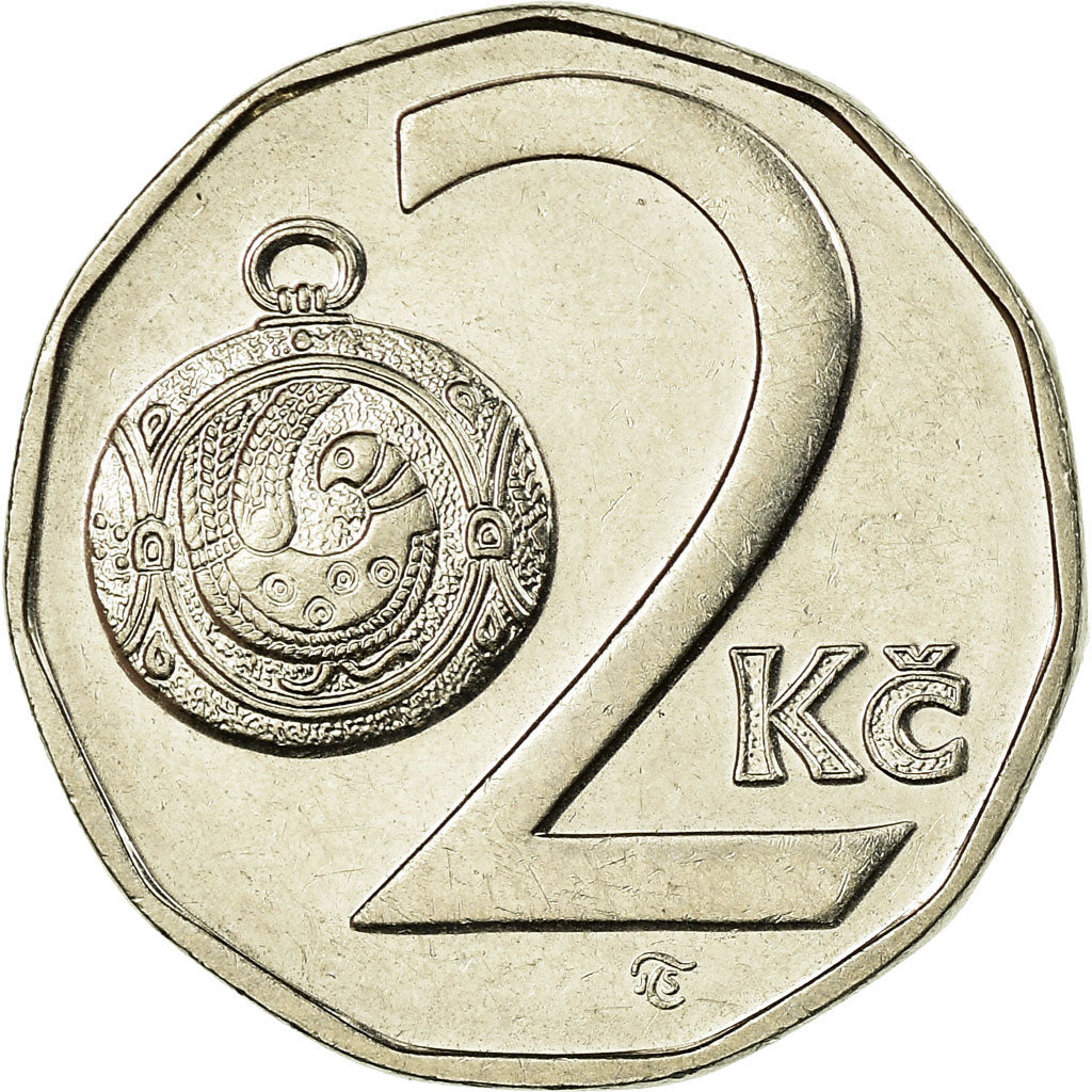 Moneta, Repubblica Ceca, 2 Koruny, 1993, BB, Acciaio placcato nichel, KM:9