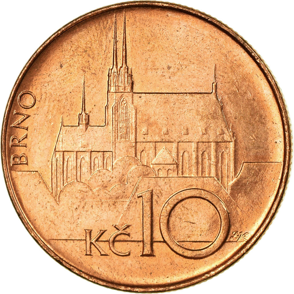Coin, Czech Republic, 10 Korun, 1993, AU(55-58), Copper Plated Steel, KM:4