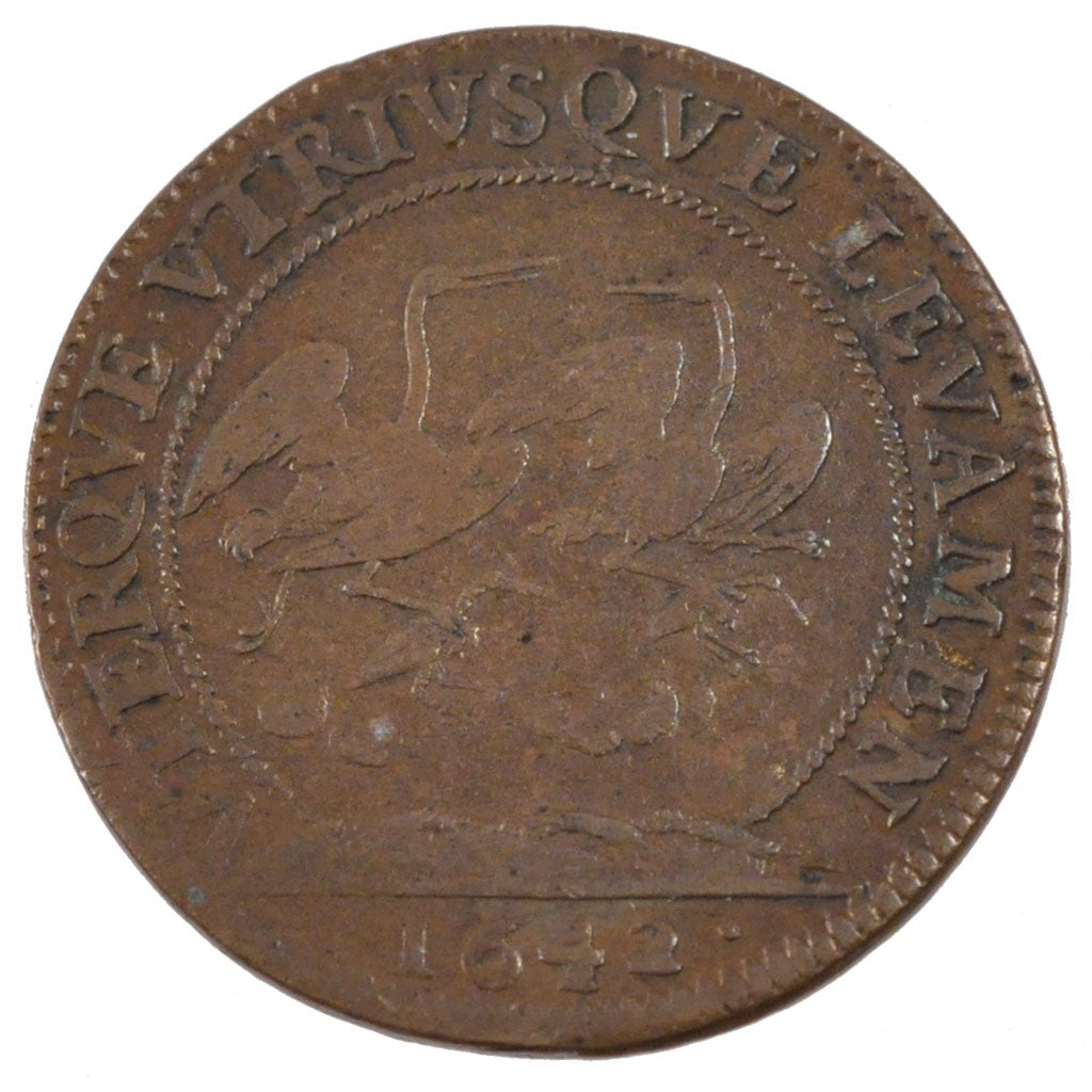France, Royal, Token, 1642, EF(40-45), Copper, Feuardent #12363, 6.49