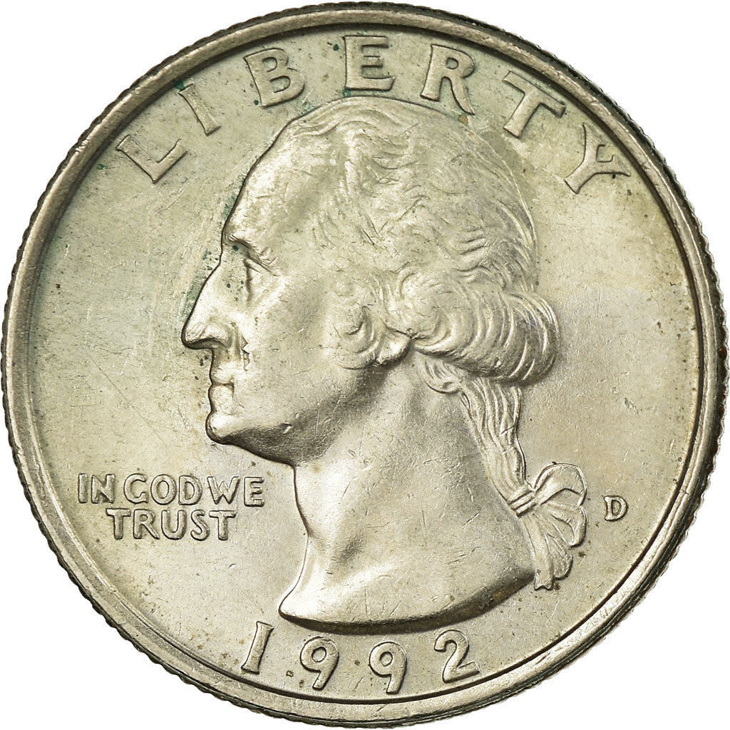 Coin, United States, Washington Quarter, Quarter, 1992, U.S. Mint, Denver