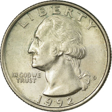 Coin, United States, Washington Quarter, Quarter, 1992, U.S. Mint, Denver