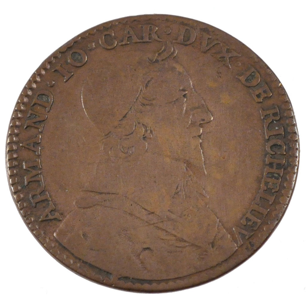 France, Royal, Token, 1636, VF(30-35), Copper, Feuardent #9003, 5.00