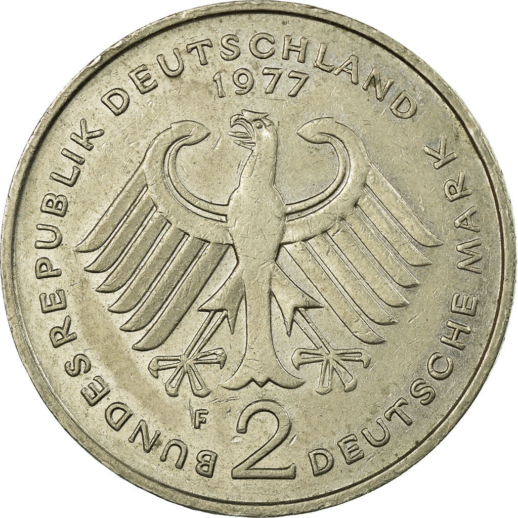 Coin, GERMANY - FEDERAL REPUBLIC, 2 Mark, 1977, Stuttgart, EF(40-45)