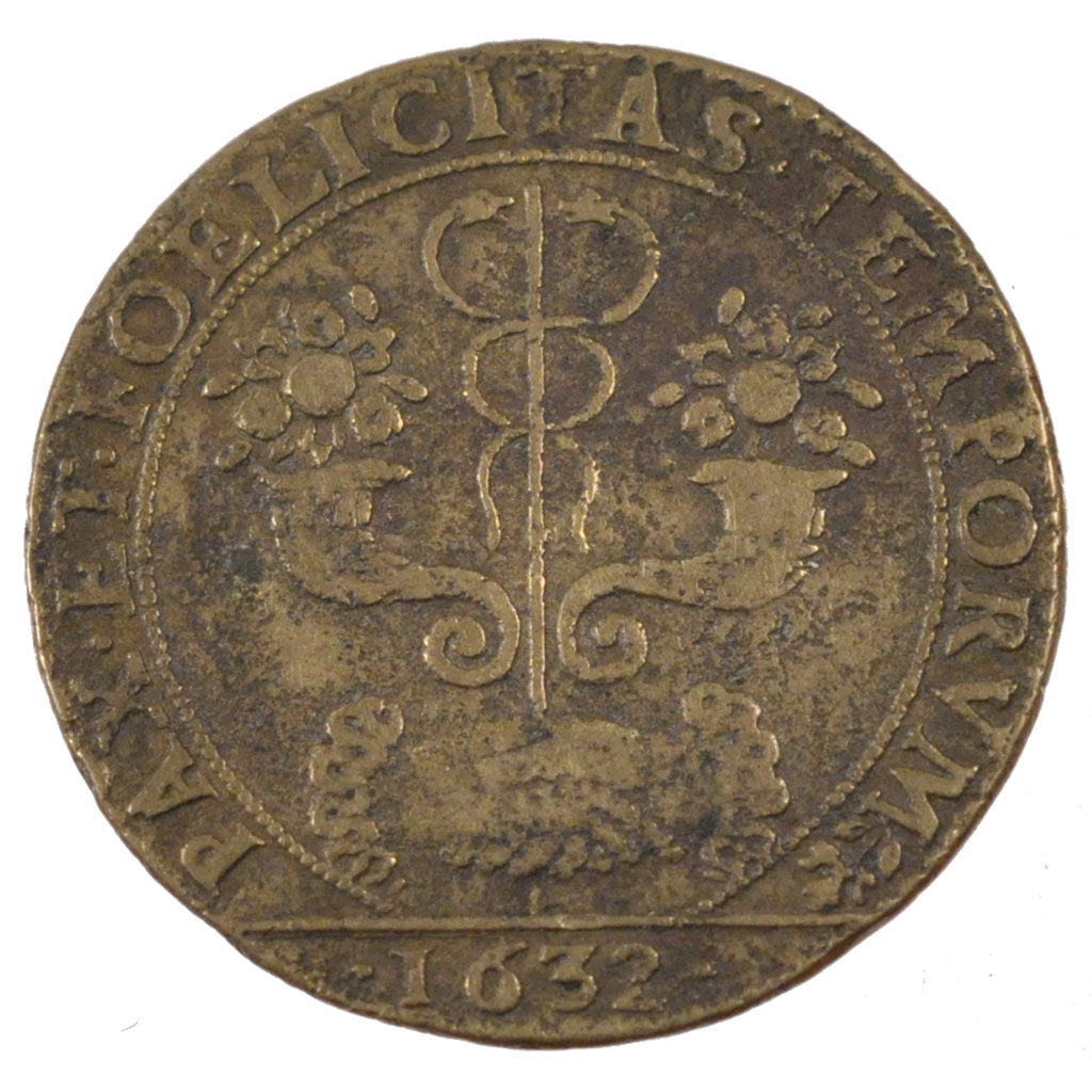 France, Royal, Token, 1632, VF(30-35), Copper, Feuardent #12179, 5.29