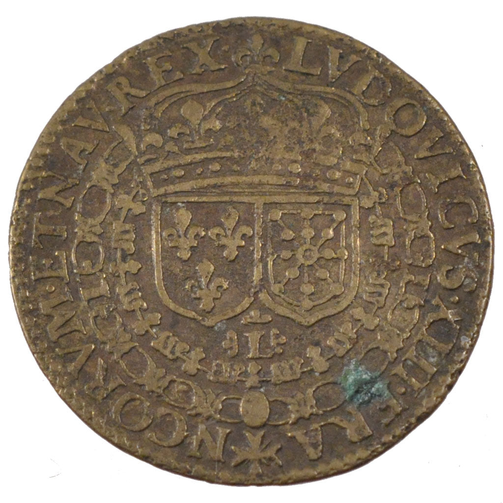 France, Royal, Token, 1632, VF(30-35), Copper, Feuardent #12179, 5.29