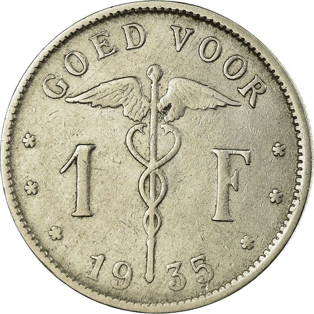 Coin, Belgium, Franc, 1935, EF(40-45), Nickel, KM:90