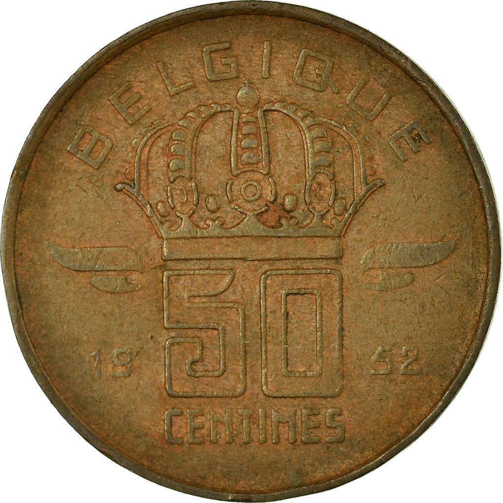 Moneta, Belgio, 50 Centimes, 1952, BB, Bronzo, KM:144