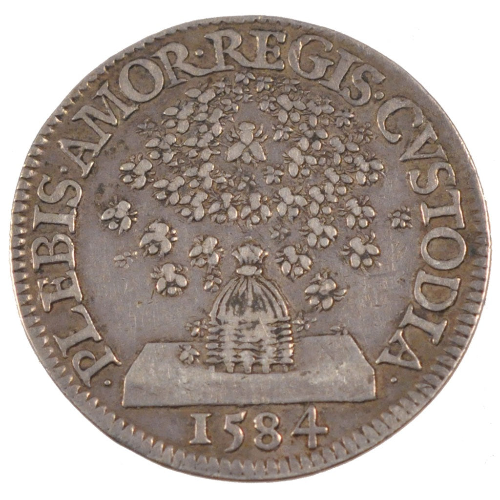 France, Royal, Token, 1584, AU(50-53), Silver, 4.55