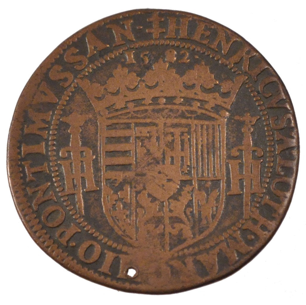 France, Royal, Token, 1582, VF(30-35), Copper, Feuardent #7519, 4.38