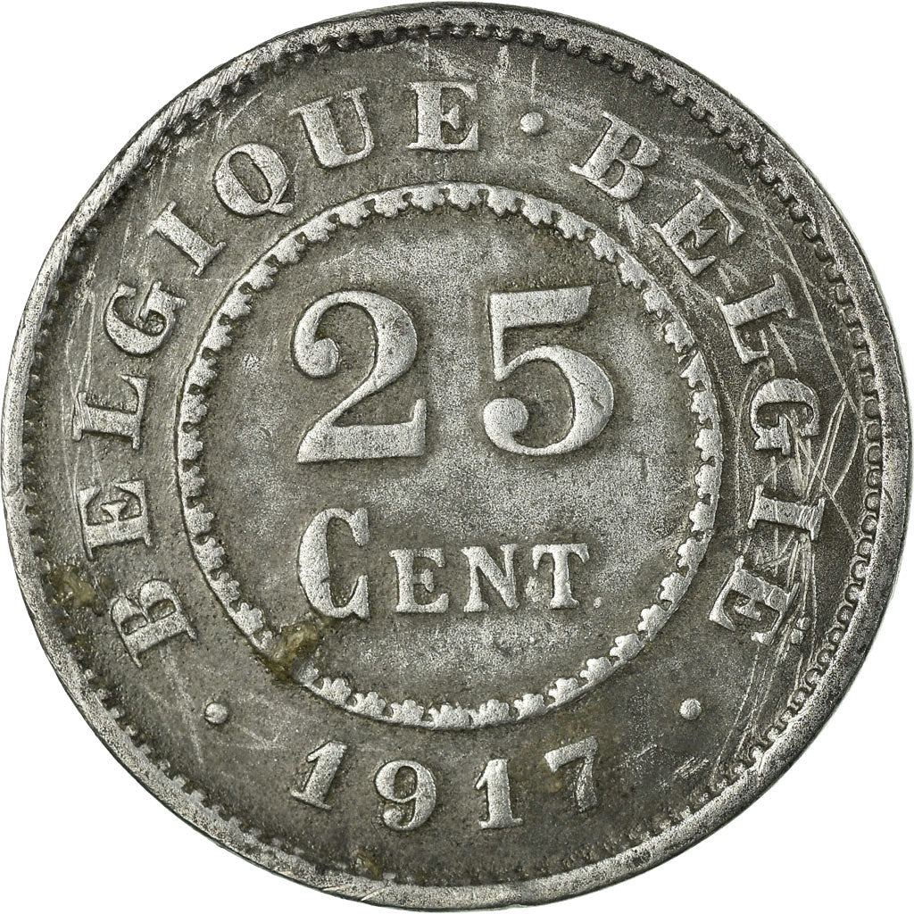 Coin, Belgium, 25 Centimes, 1917, VF(30-35), Zinc, KM:82