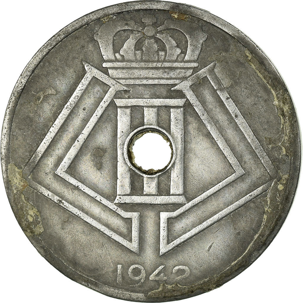 Moneta, Belgia, 25 Centimes, 1942, VF(30-35), Cynk, KM:132