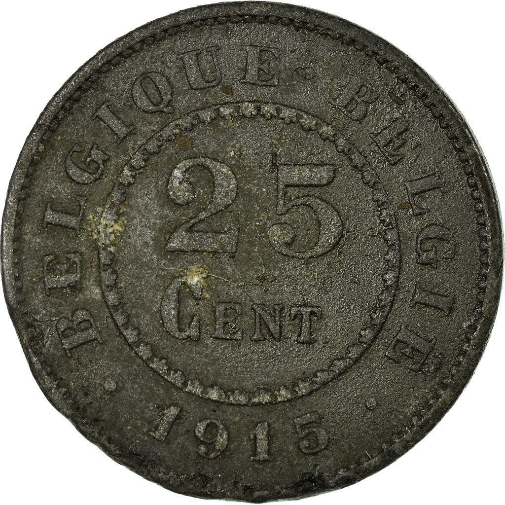 Moeda, Bélgica, 25 Centimes, 1915, VF(30-35), Zinco, KM:82