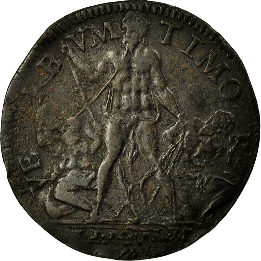 France, Token, Royal, 1566, VF(30-35), Copper, Feuardent:11687