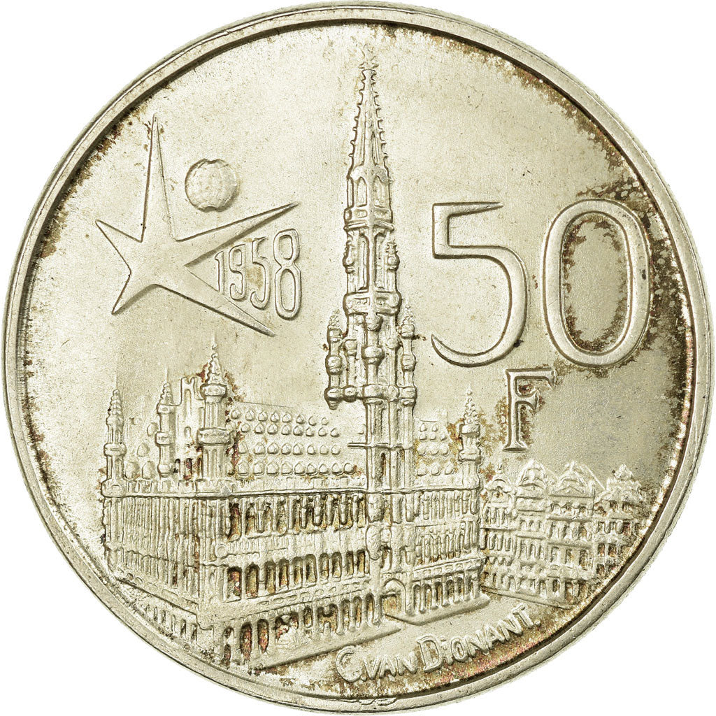 Coin, Belgium, 50 Francs, 50 Frank, 1958, Brussels, EF(40-45), Silver, KM:151.1