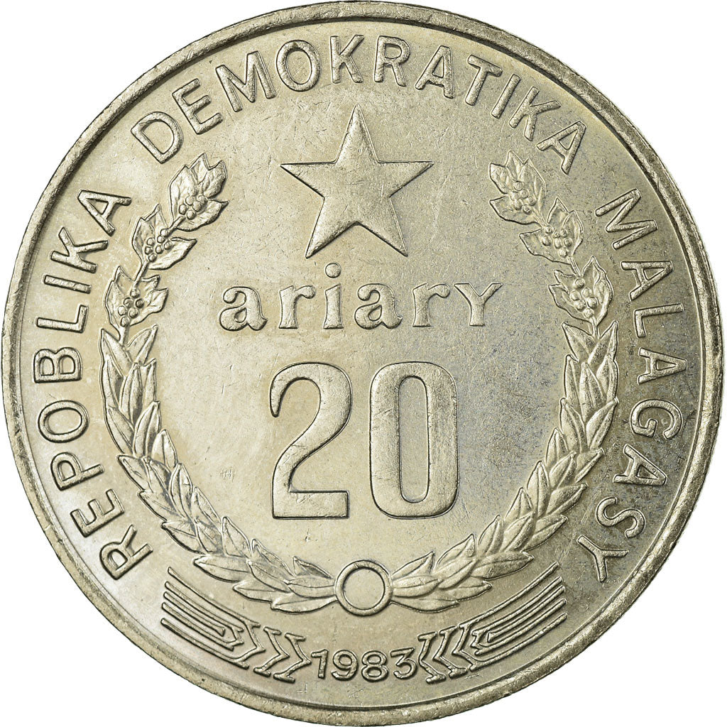 Coin, Madagascar, 20 Ariary, 1983, EF(40-45), Copper-nickel, KM:14b
