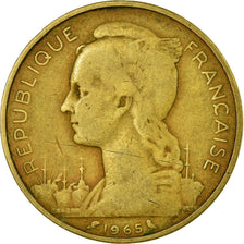 Coin, French Somaliland, 20 Francs, 1965, Paris, VF(20-25), Aluminum-Bronze