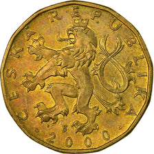Coin, Czech Republic, 20 Korun, 2000, EF(40-45), Brass plated steel, KM:5