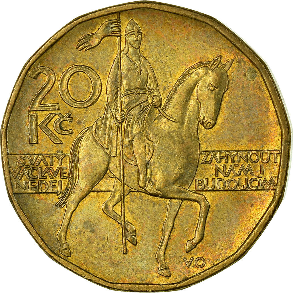 Coin, Czech Republic, 20 Korun, 2000, EF(40-45), Brass plated steel, KM:5