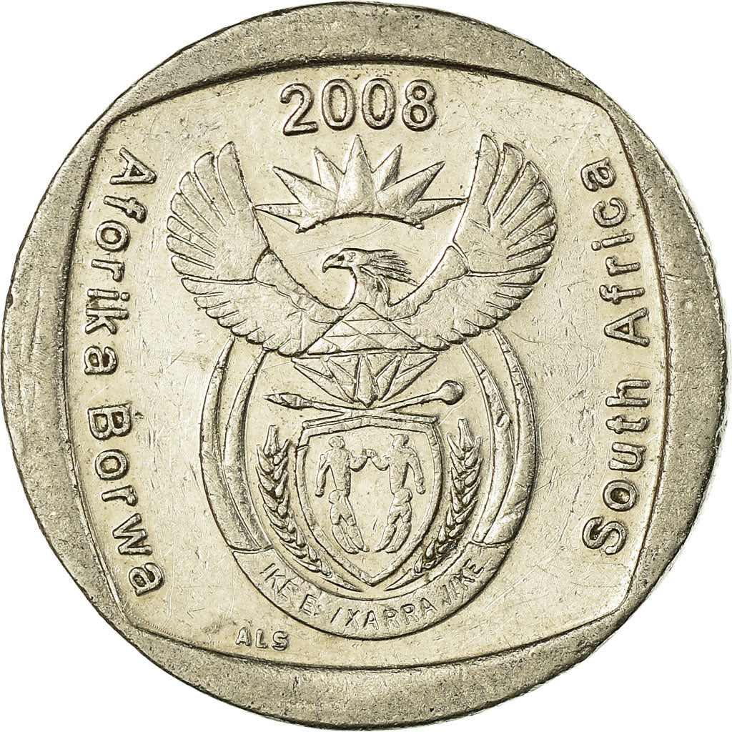 Moneta, Sudafrica, 2 Rand, 2008, Pretoria, BB, Rame placcato nichel, KM:445