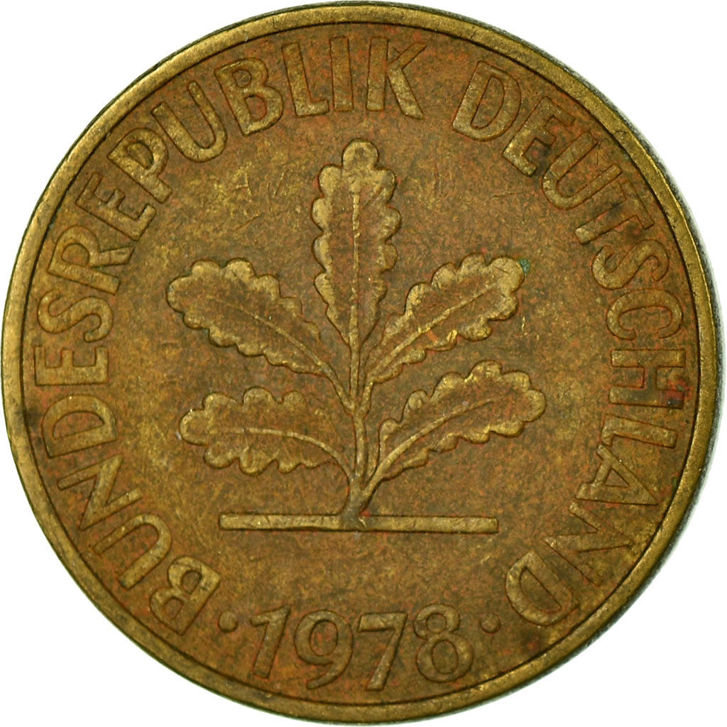 Moneta, Niemcy - RFN, 10 Pfennig, 1978, Hambourg, VF(30-35), Mosiądz powlekany