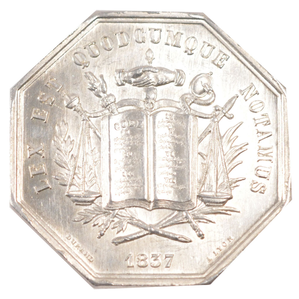 France, Notary, Token, 1837, AU(55-58), Silver, Lerouge #435a, 15.88